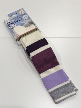 Smartwool Women's Large Snowboard OTC Socks Targeted Cushion White Purple NWT
